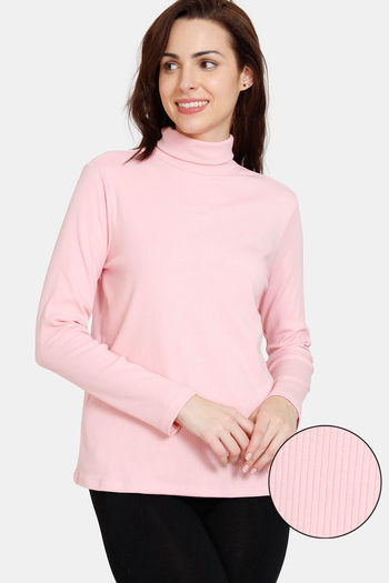 Buy Zivame Ribbed Knit Poly Loungewear Top - Almond Blossom
